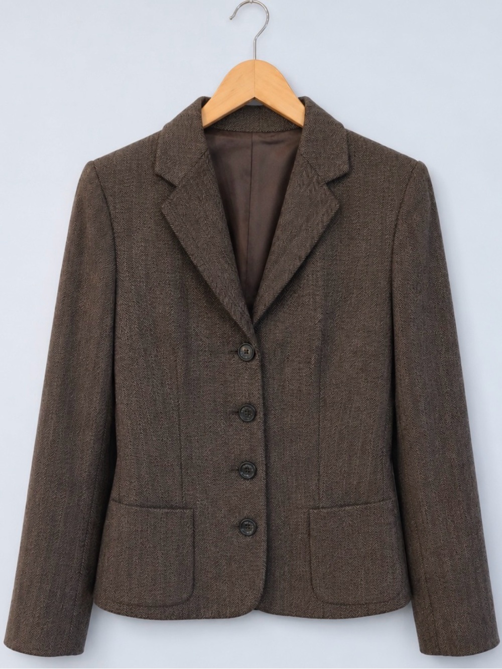 Chaps Brown Herringbone Wool Blend Blazer